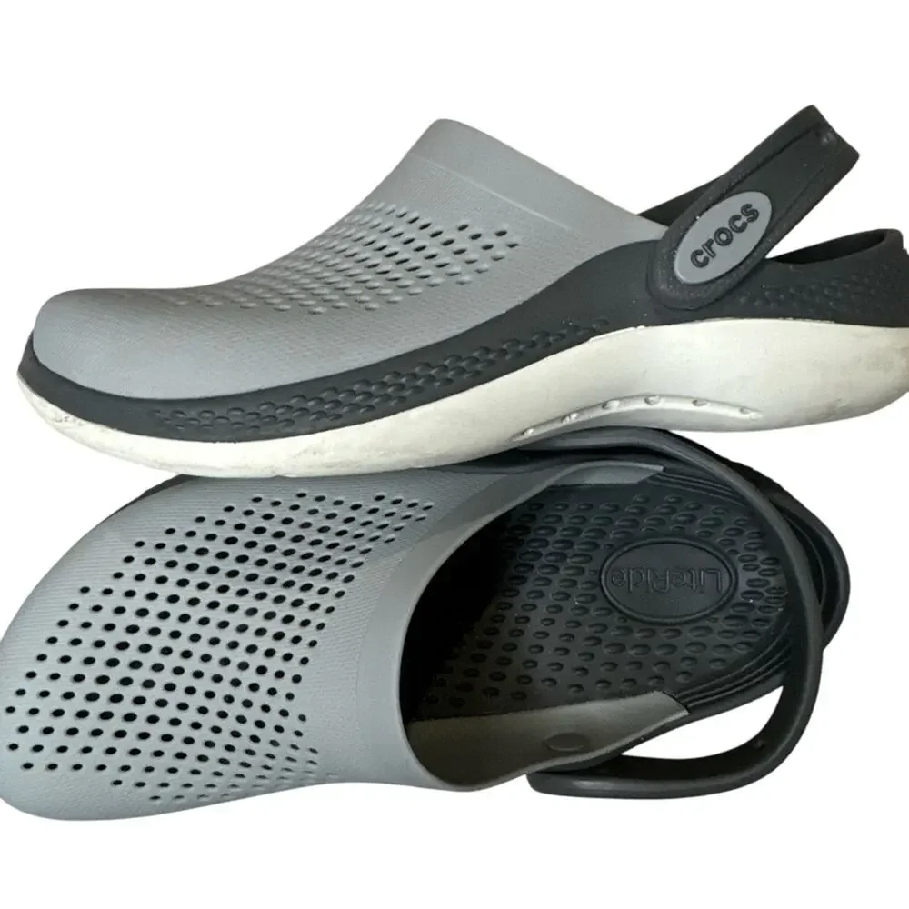 Crocs Unisex Literide 360 Clog Shoes‎ Size Junior 5 Light Grey, Dark Grey accent